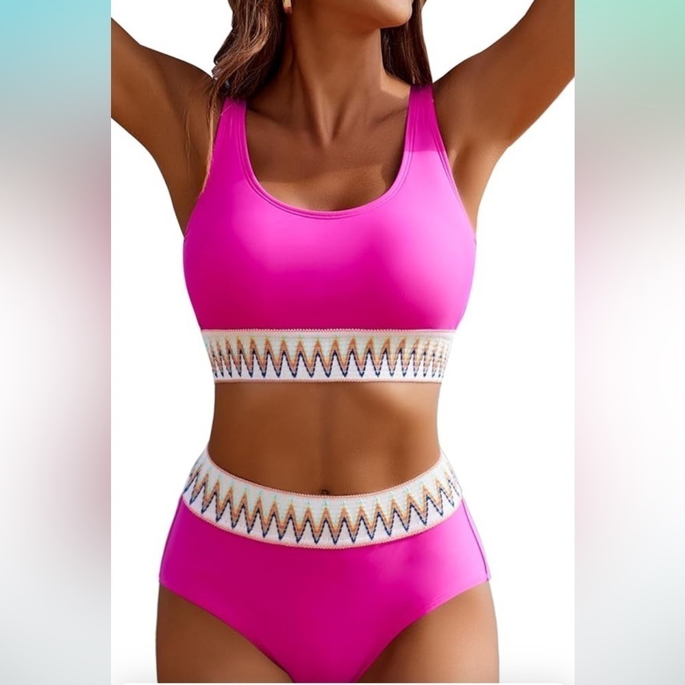 AI'MAGE Women's Bikini High Waisted 2 Piece Sporty Swimsuits High Cut size L A18